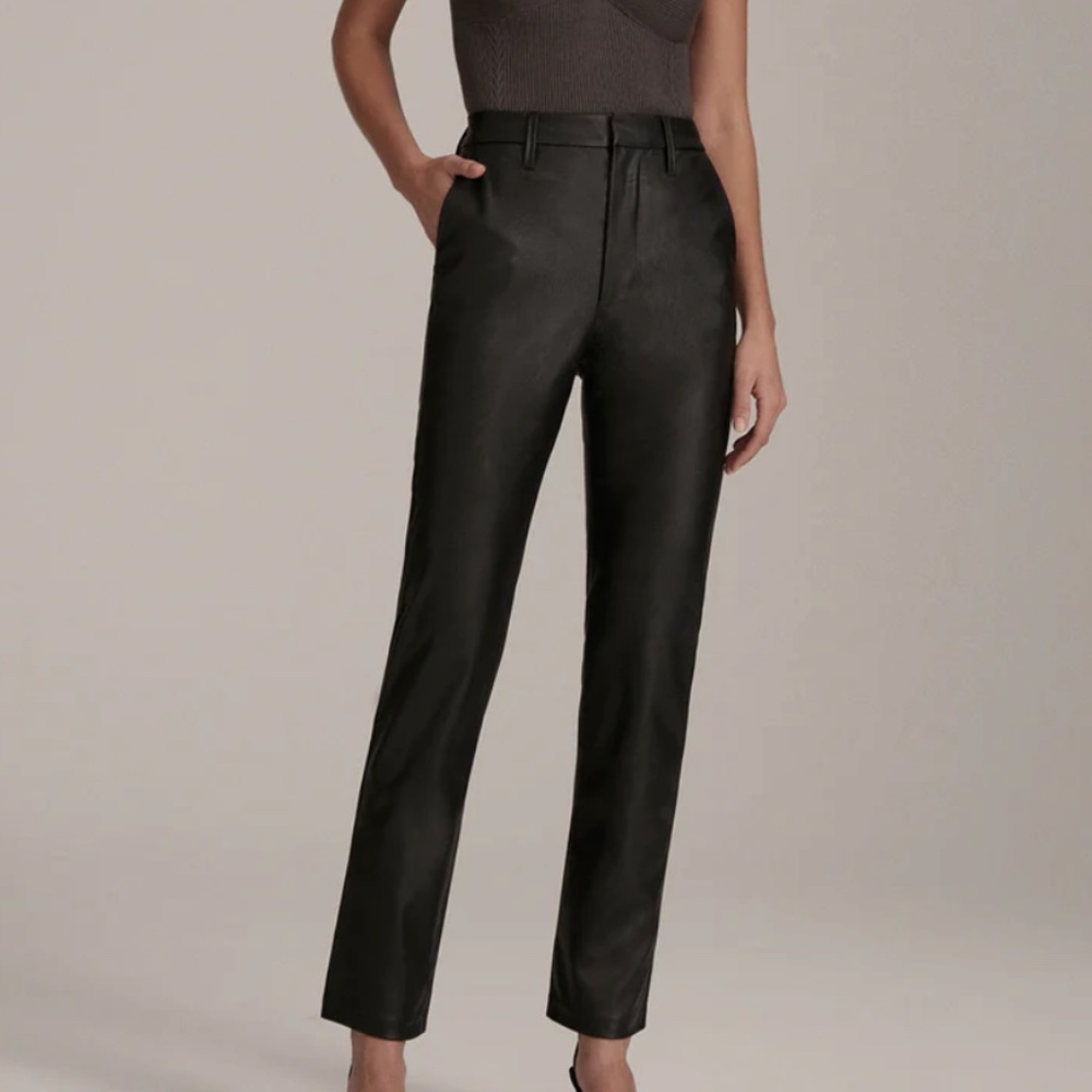 Favorite Daughter Black Satin Straight-Leg Trousers